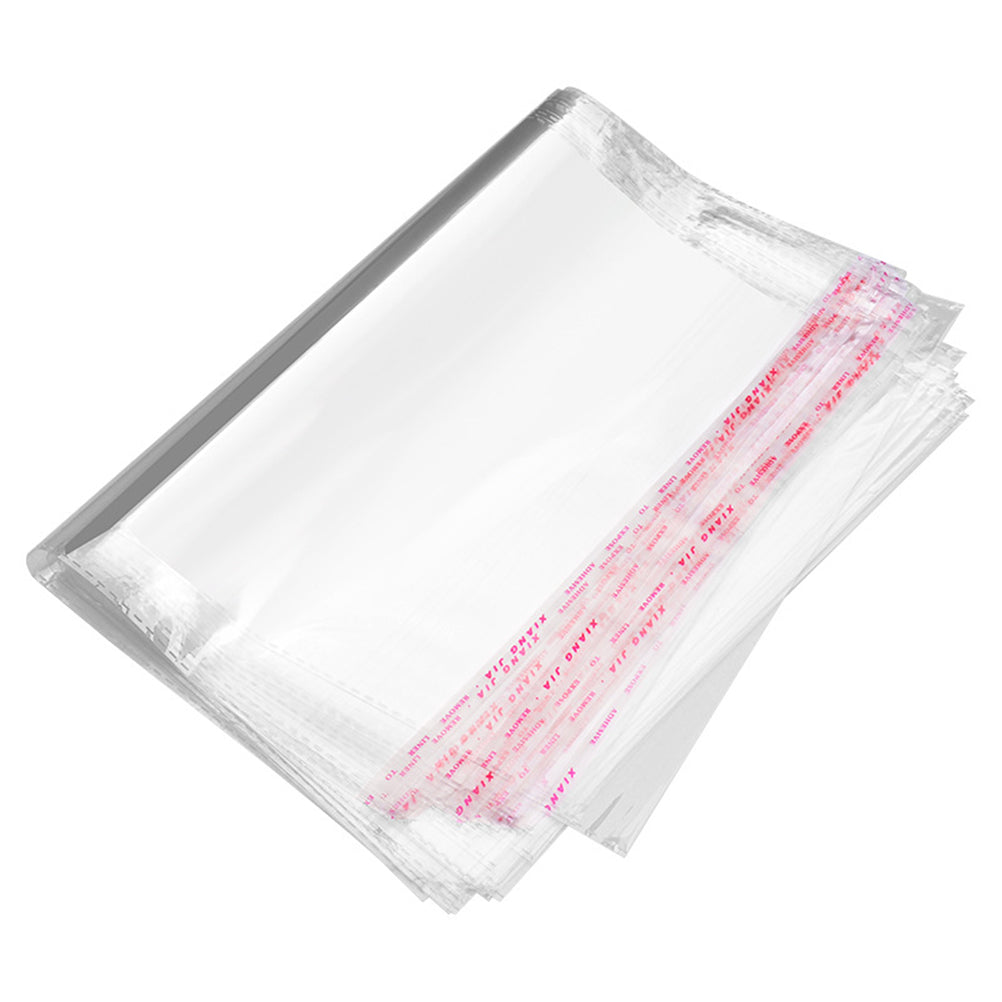 Yusland 300 Count - 12” X 15” Resealable Self Seal Clear Cello Cellophane Poly Bags for Packaging, Clothing, Magazines, Bulk