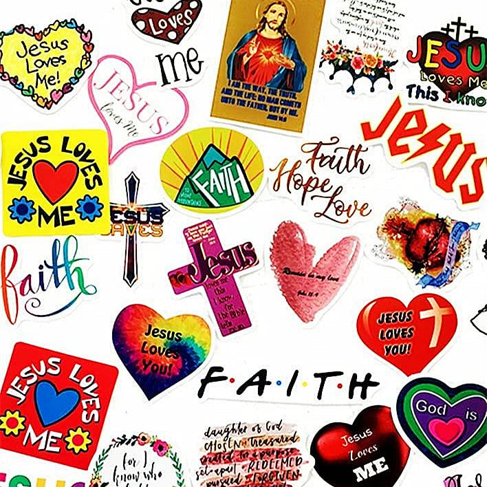 Yusland-Stickers 3 Sets 50 Stickers/Set Jesus Christian Cross Skateboard Vinyl Laptop Luggage Decals Dope Sticker Random