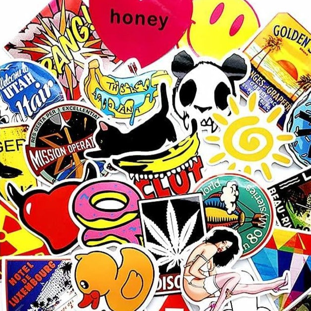 100 PCS cool brand sticker stickers Vinyl Skateboard Luggage Pack Logo  Decals
