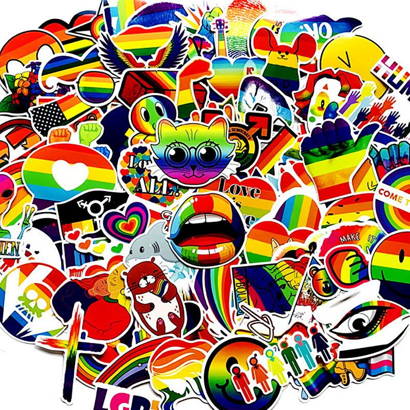 Yusland-Stickers 3 Sets 100 Stickers/Set Colorful Rainbow Skateboard Vinyl Laptop Luggage Decals Dope Sticker Random