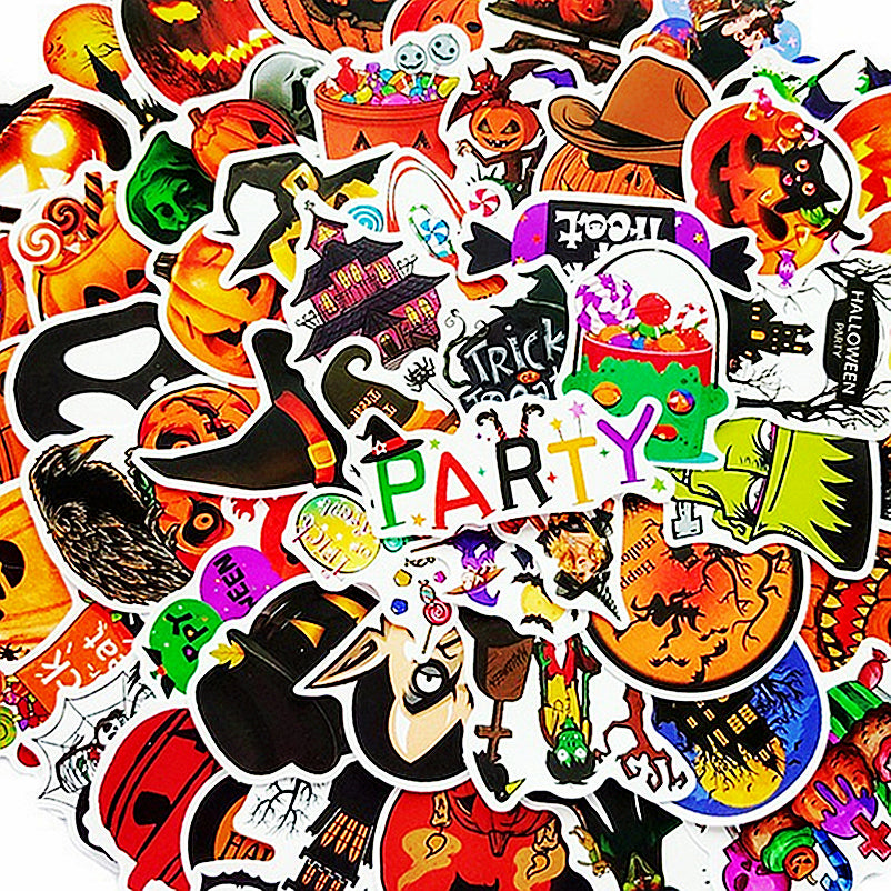 Yusland-Stickers 3 Sets 100 Stickers/Set Halloween Candy Party Decoration Trick Or Treat Skateboard Vinyl Laptop Luggage Decals Dope Sticker Random