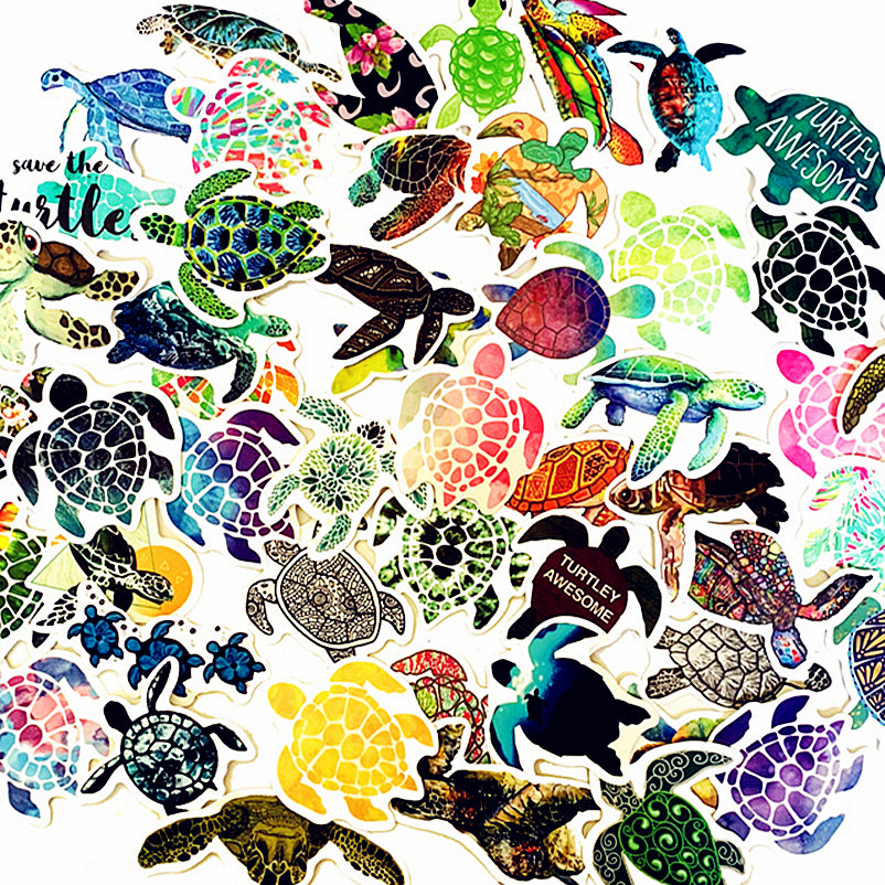 Yusland-Stickers 3 Sets 50 Stickers/Set Marine Sea Life Cartoon Turtle Skateboard Vinyl Laptop Luggage Decals Dope Sticker Random